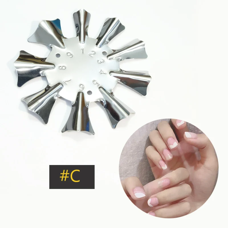 French Cutter for Nails Stainless Steel Edge Trimmer Templates C V Shape French Smile Cut Nail Art Acrylic Tool