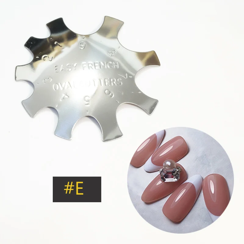 French Cutter for Nails Stainless Steel Edge Trimmer Templates C V Shape French Smile Cut Nail Art Acrylic Tool