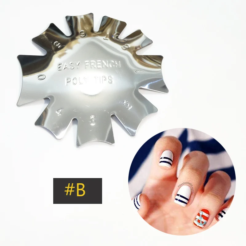 French Cutter for Nails Stainless Steel Edge Trimmer Templates C V Shape French Smile Cut Nail Art Acrylic Tool