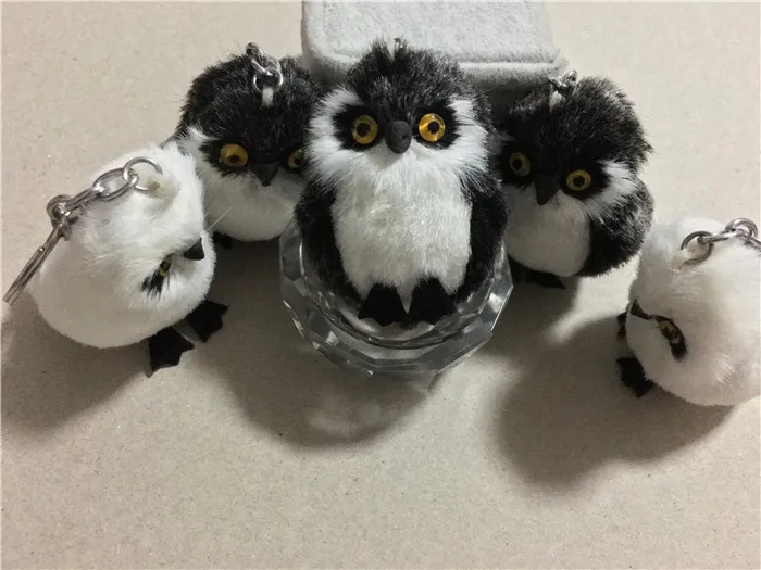 Cute Tiny Plush Faux Rabbit Fur Owl Women Girls Mini Animal Keychain On Bag Car Trinket Jewelry Party Toy Gift