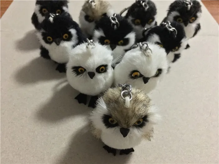 Cute Tiny Plush Faux Rabbit Fur Owl Women Girls Mini Animal Keychain On Bag Car Trinket Jewelry Party Toy Gift