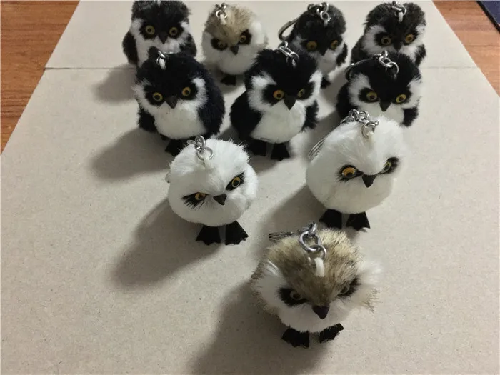 Cute Tiny Plush Faux Rabbit Fur Owl Women Girls Mini Animal Keychain On Bag Car Trinket Jewelry Party Toy Gift