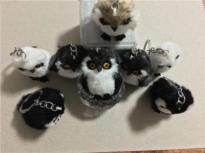 Cute Tiny Plush Faux Rabbit Fur Owl Women Girls Mini Animal Keychain On Bag Car Trinket Jewelry Party Toy Gift