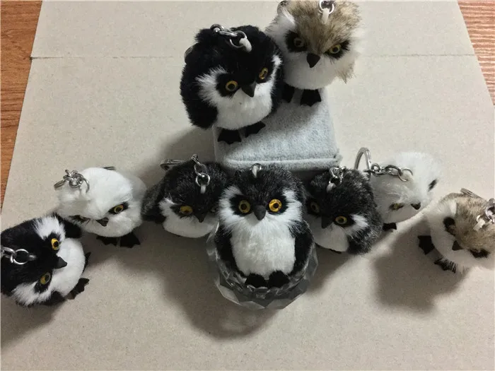 Cute Tiny Plush Faux Rabbit Fur Owl Women Girls Mini Animal Keychain On Bag Car Trinket Jewelry Party Toy Gift
