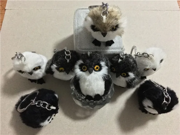 Cute Tiny Plush Faux Rabbit Fur Owl Women Girls Mini Animal Keychain On Bag Car Trinket Jewelry Party Toy Gift