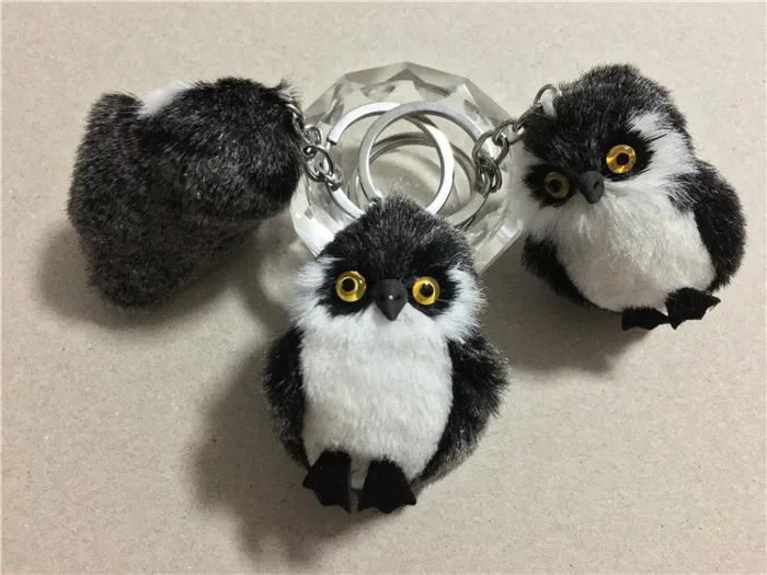 Cute Tiny Plush Faux Rabbit Fur Owl Women Girls Mini Animal Keychain On Bag Car Trinket Jewelry Party Toy Gift