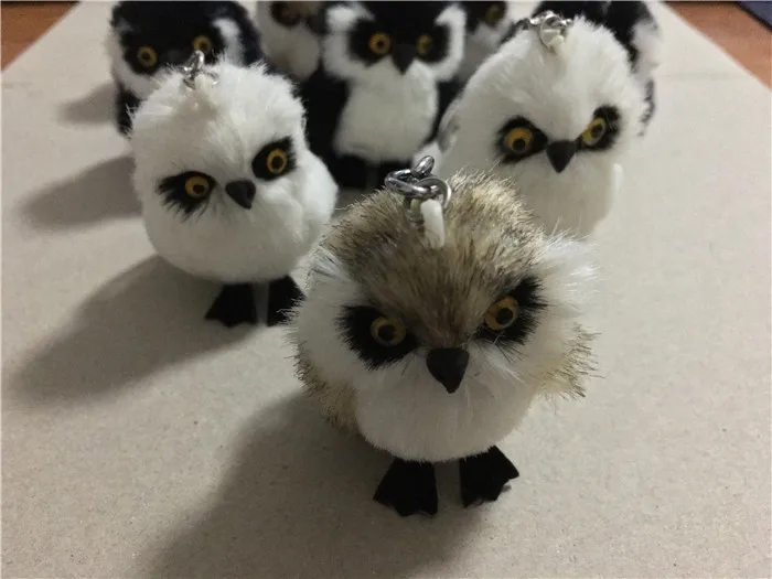 Cute Tiny Plush Faux Rabbit Fur Owl Women Girls Mini Animal Keychain On Bag Car Trinket Jewelry Party Toy Gift