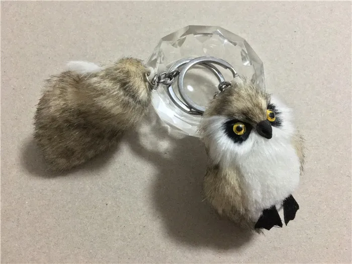 Cute Tiny Plush Faux Rabbit Fur Owl Women Girls Mini Animal Keychain On Bag Car Trinket Jewelry Party Toy Gift