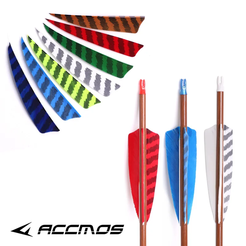 ACCMOS Natural Feather Arrows Fletching for Hunting Shooting Archery DIY Accessories,Right Wing,Turkey Plumage,3Inch 4Inch 5Inch