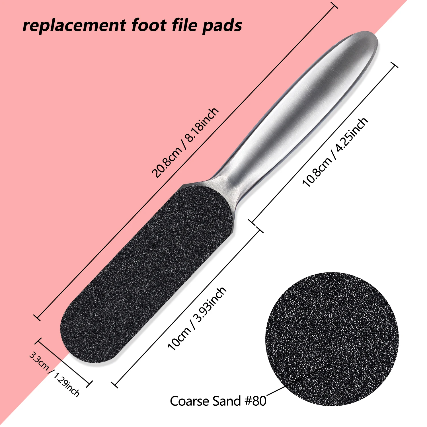 20PCS Pedicure File Refill Pads Callus Remover Foot Files Pedi File Replacement for Reusable Stainless Steel Foot Rasp Handle