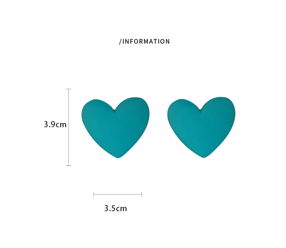 FishSheep Cute Korean Heart Earrings New Trend Boho Acrylic Geometric Love Heart Stud Earrings Fashion Jewelry For Women 2022