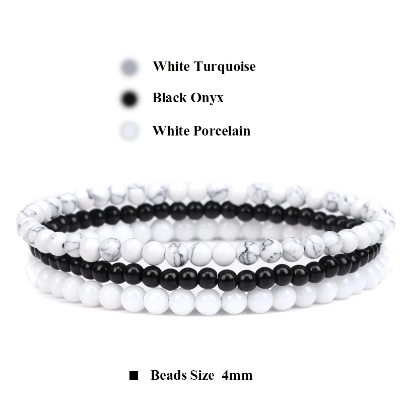 3Pcs/Set 4mm Natural Stone Bracelet Pink Quartzs Jaspers Rhodonite Beads Bracelets For Women Men Jewelry Gift Healing Energy