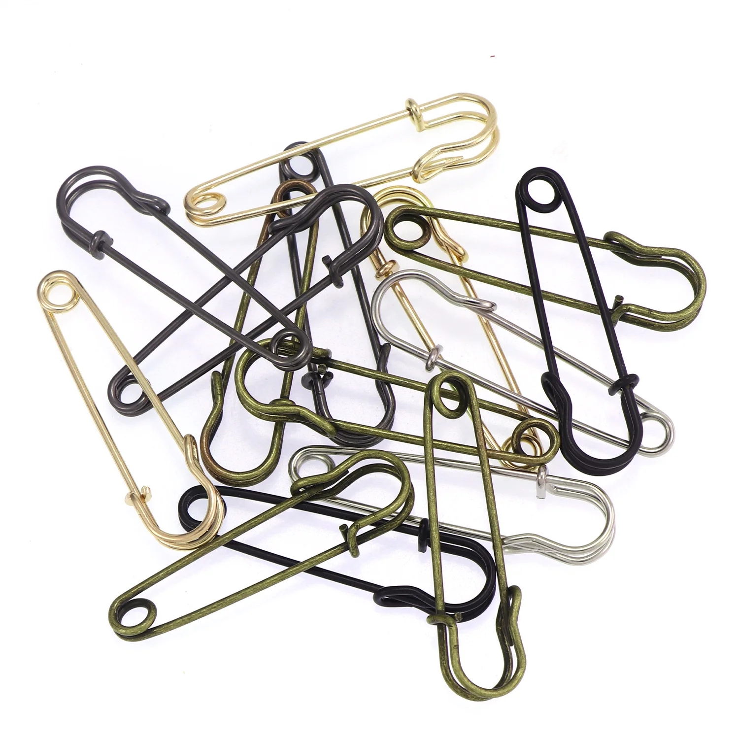 20Pcs 50mm Metal Safety Pins Silver/Gold/Black Large Safety Pin DIY Craft Sewing Tools Wedding Brooch Apparel Accessories