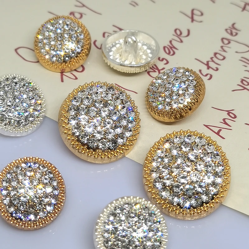 18/23/25MM Round Metal Rhinestone Buttons For Clothing DIY Sewing Accessories Wholesale Luxury Fashion Decor Button Apparel DIY