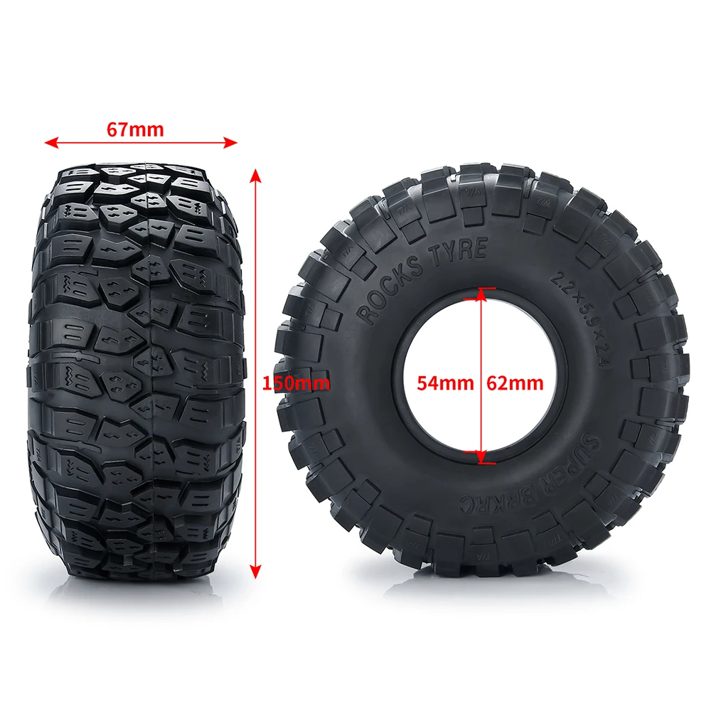 MIBIDAO 2.2" Wheel Tire 150mm Rubber Tyres For 1/10 TRX4 TRX6 Axial SCX10 90046 AXI03007 D90 Wraith RC Crawler Car