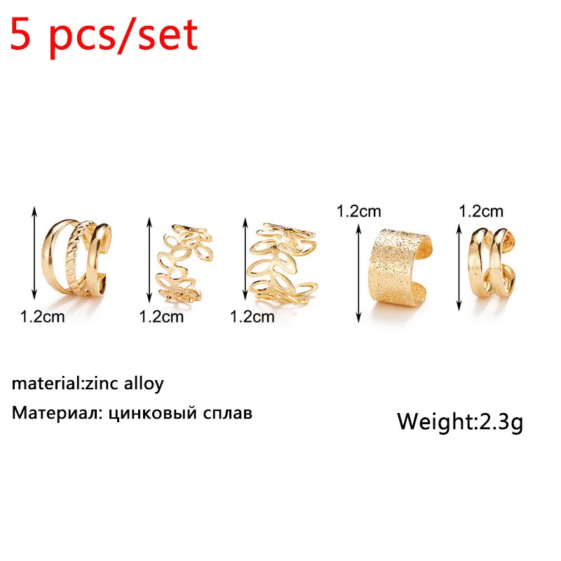 New Gold Color Metal Ear Cuff Non-Piercing Ear Clips Fake Cartilage Earrings Clip Earrings For Women Men Wholesale Ear Jewelry