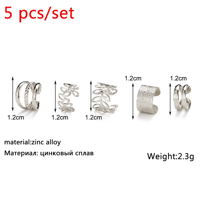 New Gold Color Metal Ear Cuff Non-Piercing Ear Clips Fake Cartilage Earrings Clip Earrings For Women Men Wholesale Ear Jewelry