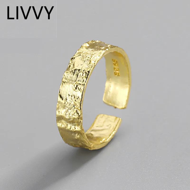 LIVVY Hot Sell Silver Color Geometry Rings For Women Adjustable Handmade Fashion Party Jewelry 2025 New Trendy