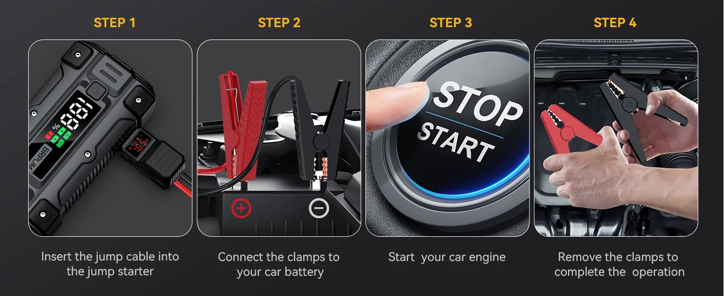 26800mAh 1500A peak Car Jump Starter Power Bank 12V Portable Car Battery Booster Charger Starting Device Petrol Diesel Car Starter