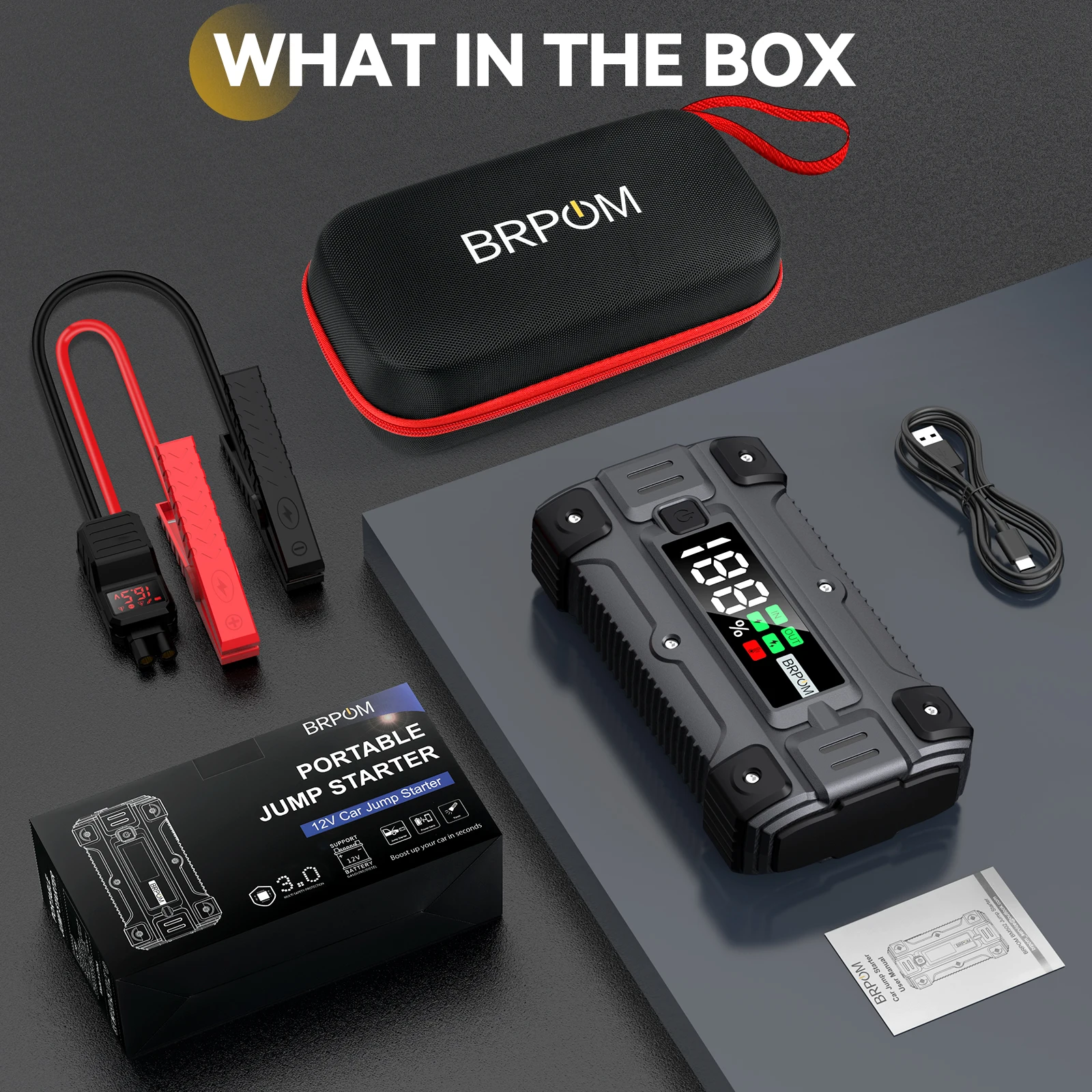26800mAh 1500A peak Car Jump Starter Power Bank 12V Portable Car Battery Booster Charger Starting Device Petrol Diesel Car Starter