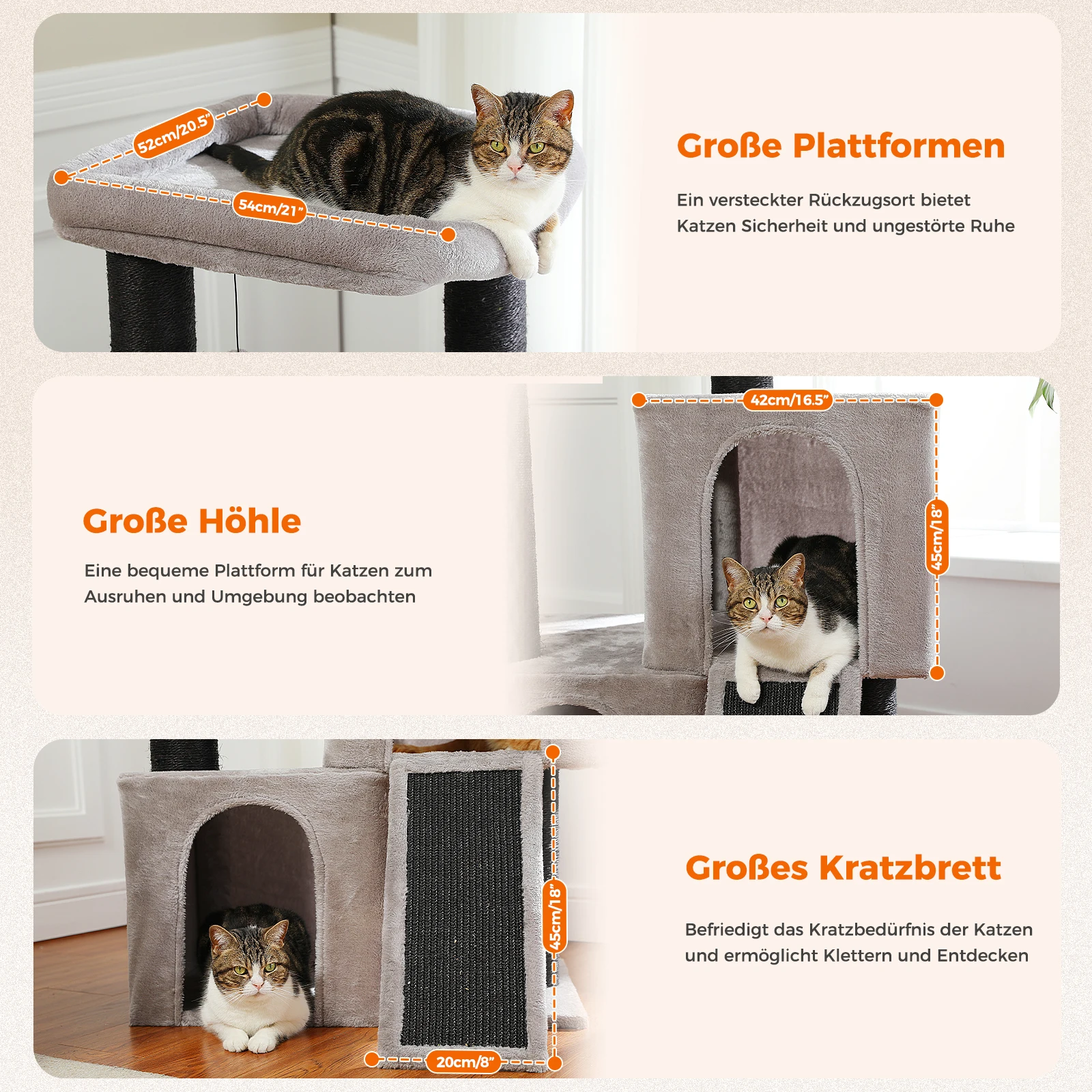 Cat Tree Tower with Large Cat Scratching Post Extremely Large Double Cave Fully Sisal Covered Suitable for Large Cats