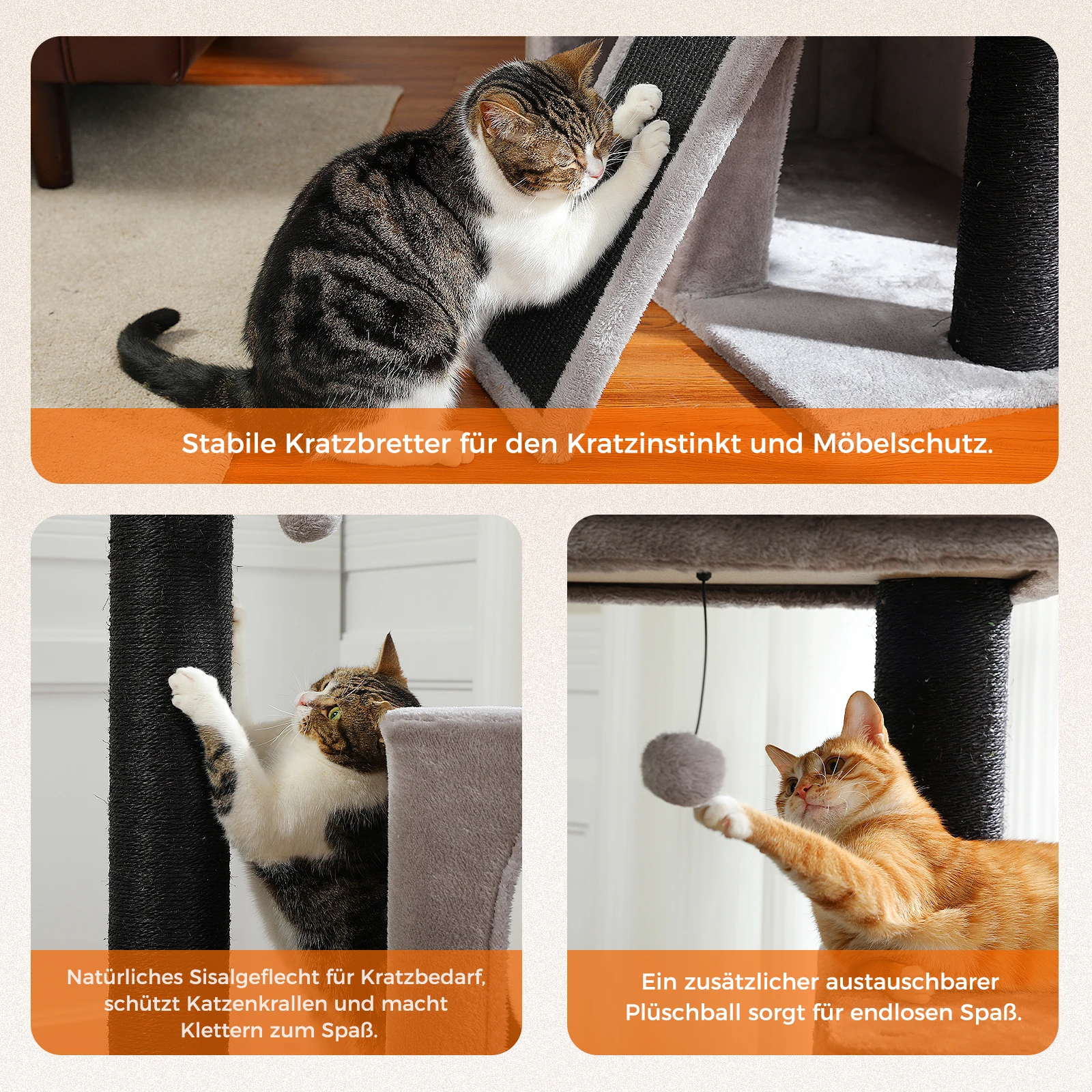 Cat Tree Tower with Large Cat Scratching Post Extremely Large Double Cave Fully Sisal Covered Suitable for Large Cats