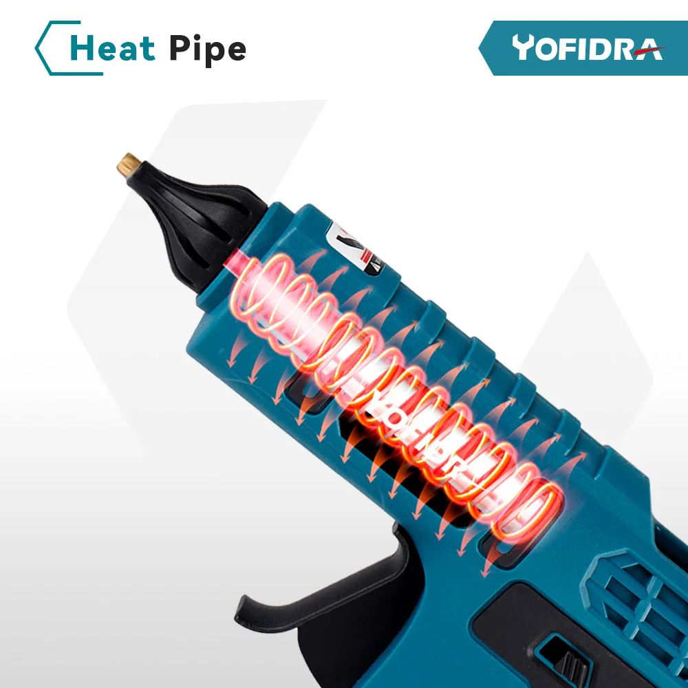 YOFIDRA 260° Hot Glue Gun 100W High Temperature Electric Mini Glue Guns Thermo Repair Power Tool For Makita 18-21V Battery Pin