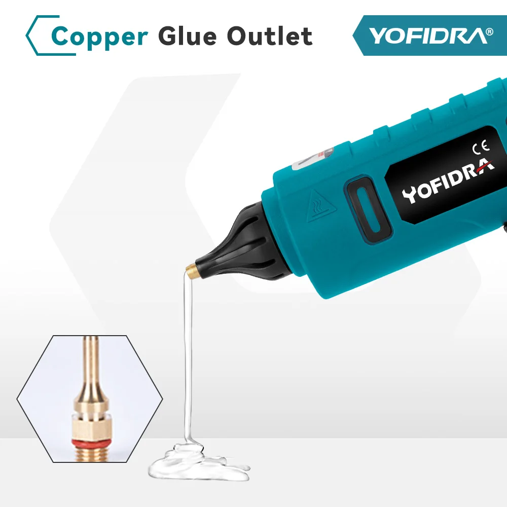 YOFIDRA 260° Hot Glue Gun 100W High Temperature Electric Mini Glue Guns Thermo Repair Power Tool For Makita 18-21V Battery Pin