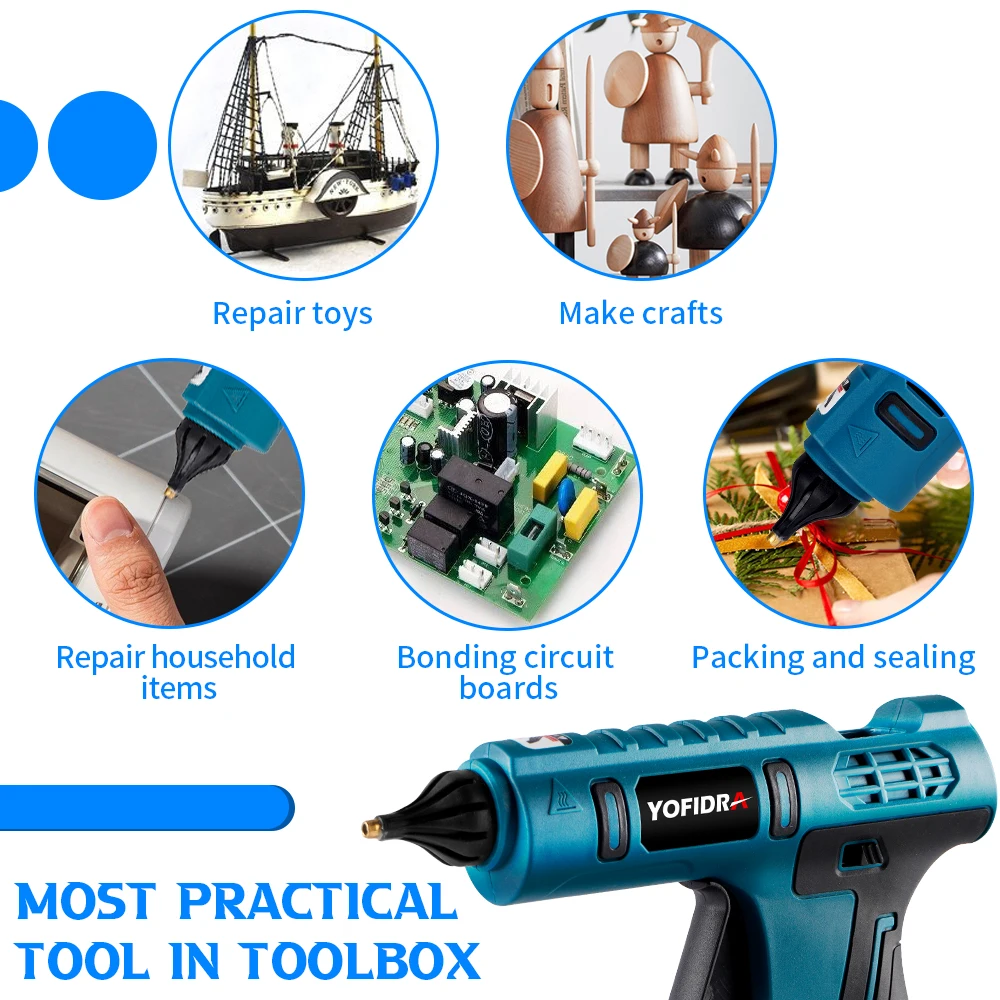 YOFIDRA 260° Hot Glue Gun 100W High Temperature Electric Mini Glue Guns Thermo Repair Power Tool For Makita 18-21V Battery Pin