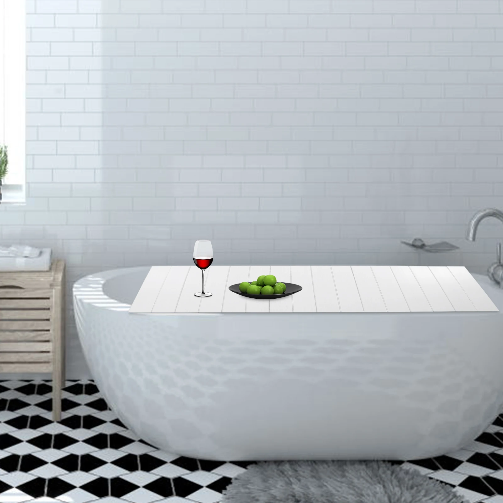 Bathtub Cover Foldable Board Waterproof Dustproof Bathtub Tray Insulation PVC Durable Panel for Home Bathroom Spa 75 x 170 cm
