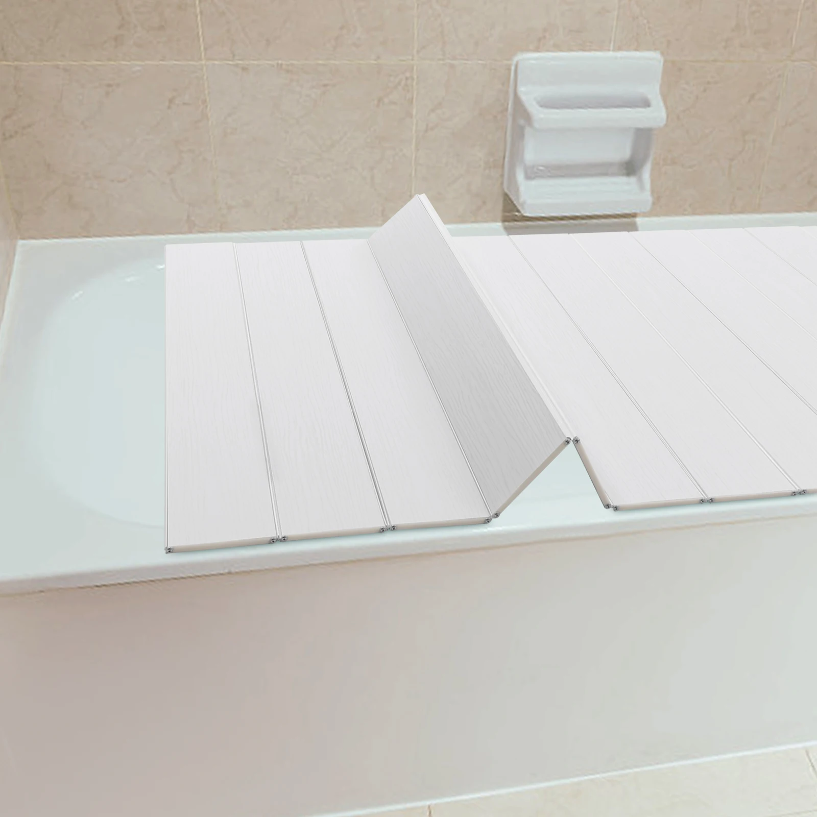Bathtub Cover Foldable Board Waterproof Dustproof Bathtub Tray Insulation PVC Durable Panel for Home Bathroom Spa 75 x 170 cm