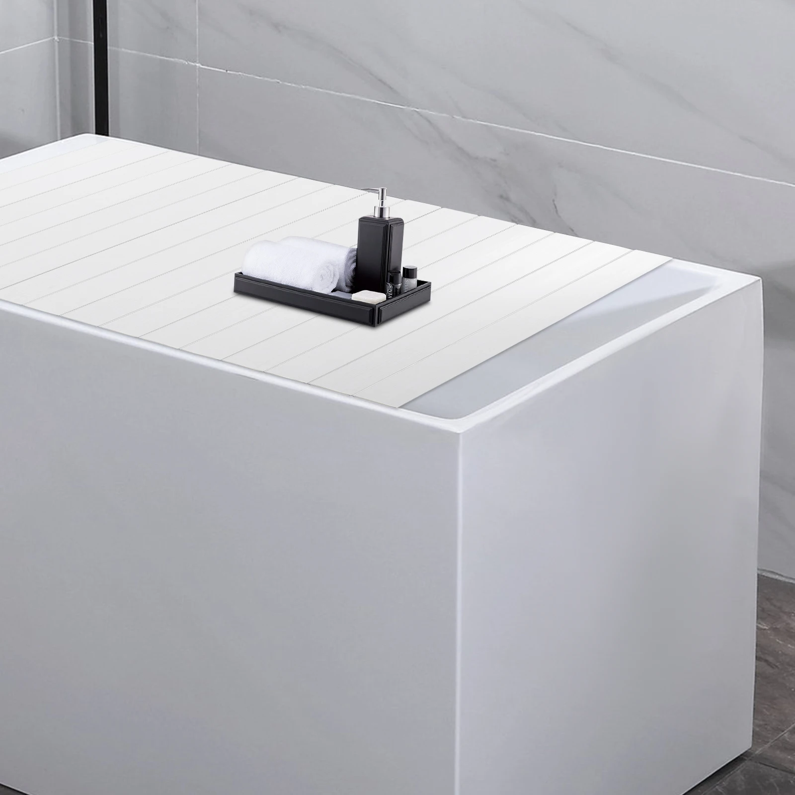 Bathtub Cover Foldable Board Waterproof Dustproof Bathtub Tray Insulation PVC Durable Panel for Home Bathroom Spa 75 x 170 cm