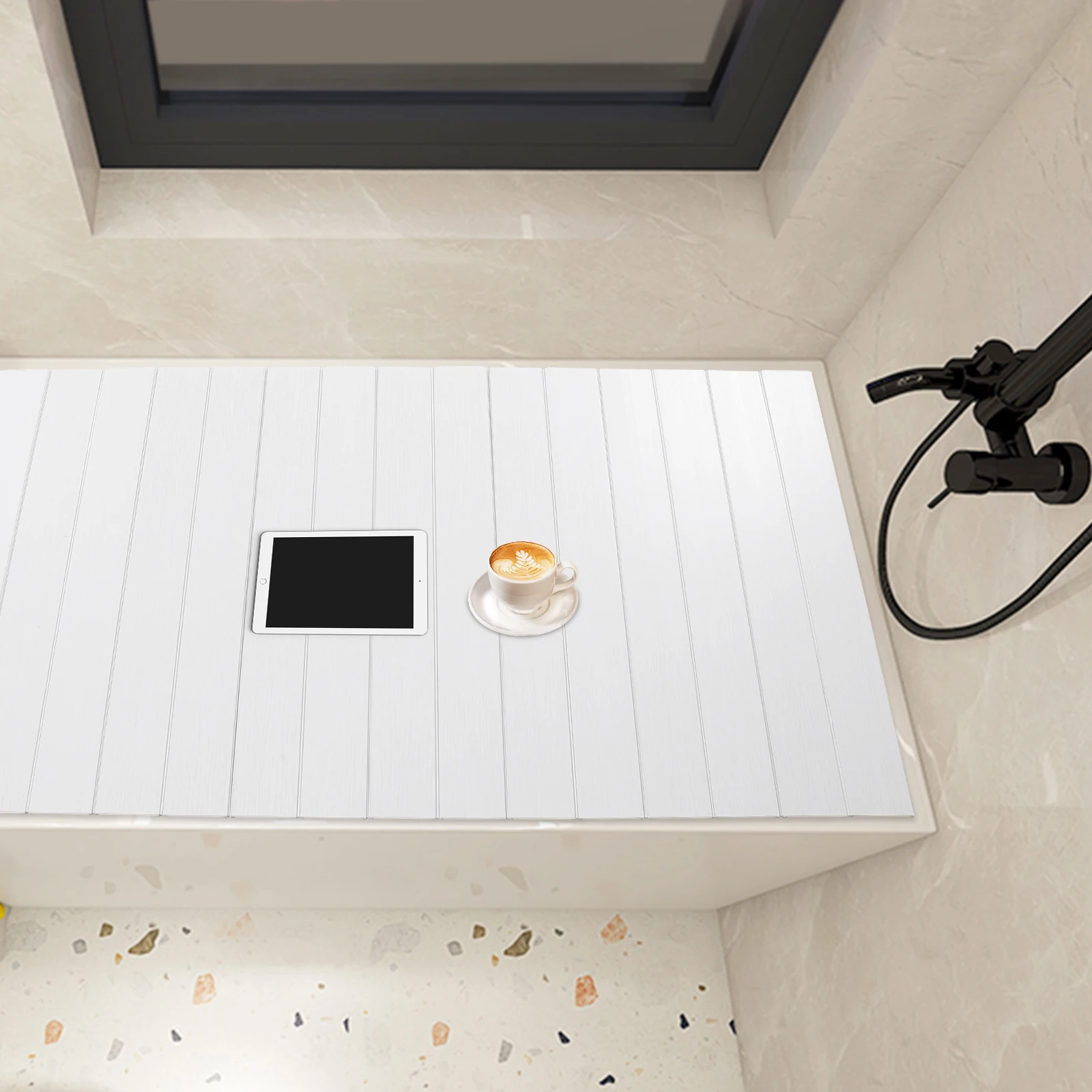 Bathtub Cover Foldable Board Waterproof Dustproof Bathtub Tray Insulation PVC Durable Panel for Home Bathroom Spa 75 x 170 cm