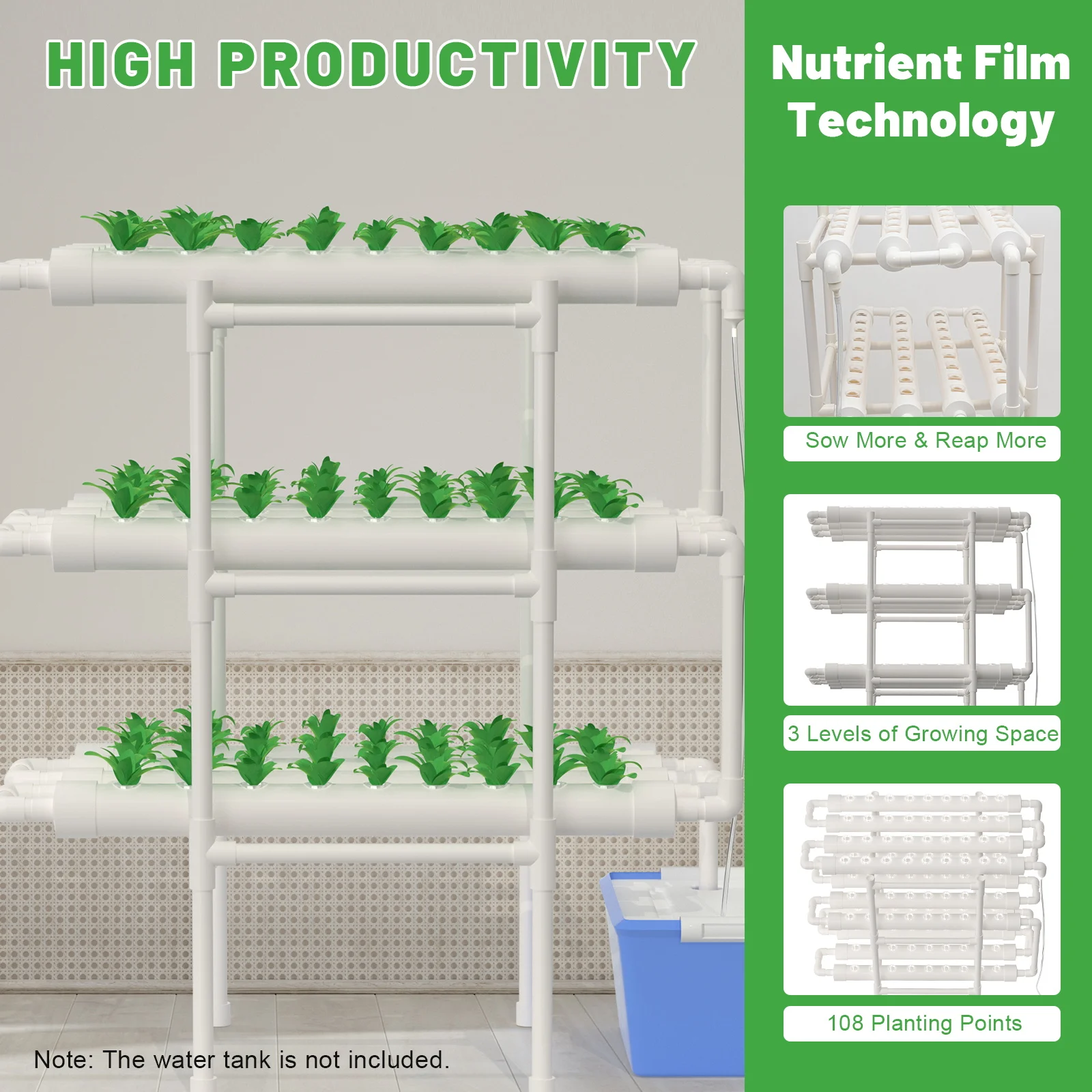Food-grade hydroponic grow kit soilless cultivation 108 planting points for garden Vegetable Tool