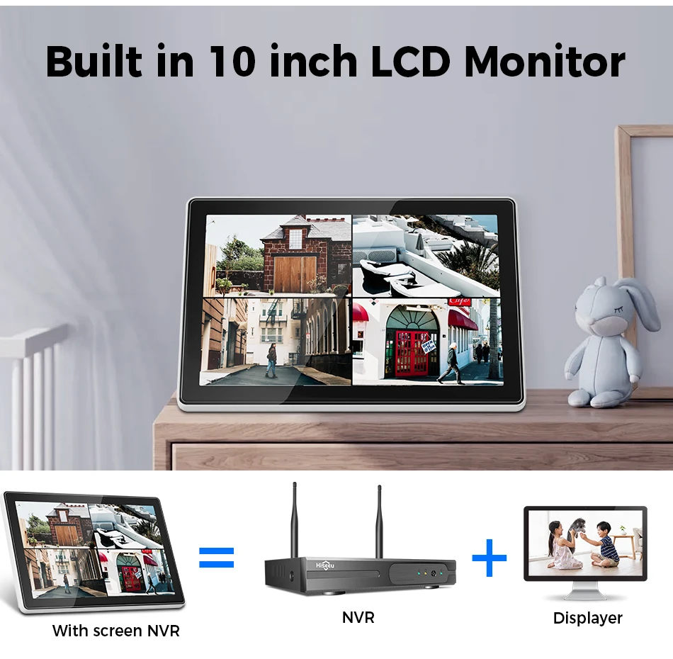 Hiseeu 3/5MP 10.1" Monitor 10CH NVR CCTV IP Camera Surveillance System Set Night Vision P2P Wireless Security PTZ Cameras Kit ﻿