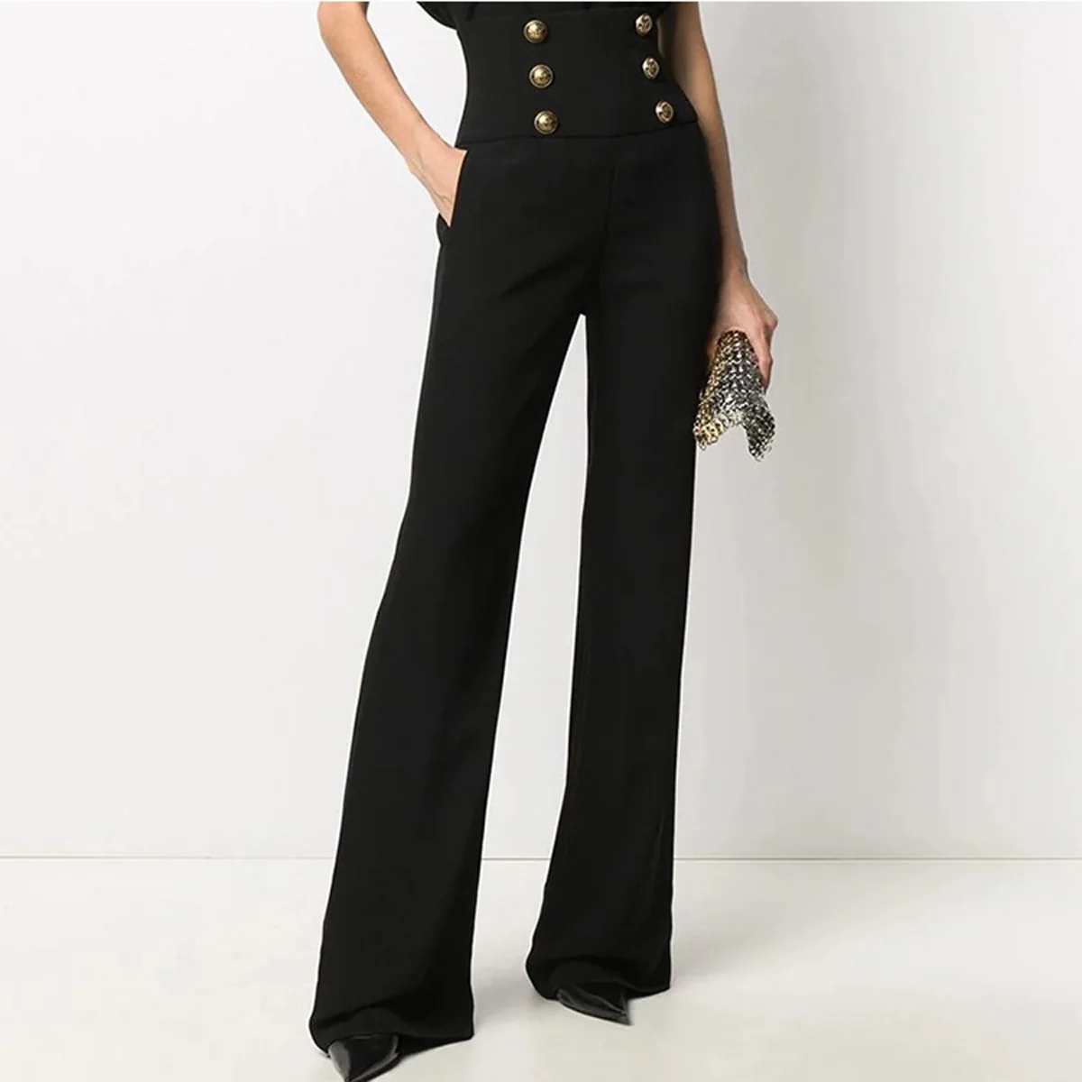 Spot 2024 New Wide-leg Pants Temperament Commuter High Waist Flared Pants Drapy Long Casual Pants Women's Pants