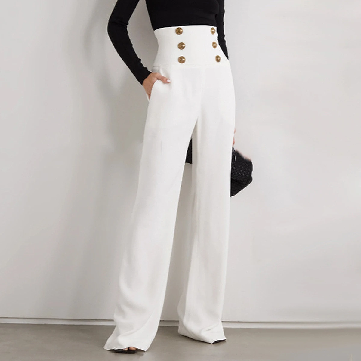 Spot 2024 New Wide-leg Pants Temperament Commuter High Waist Flared Pants Drapy Long Casual Pants Women's Pants