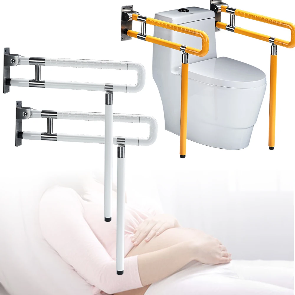Folding Stainless Steel Toilet Safety Handrail Wall Mounted Luminous Bathroom Handrail