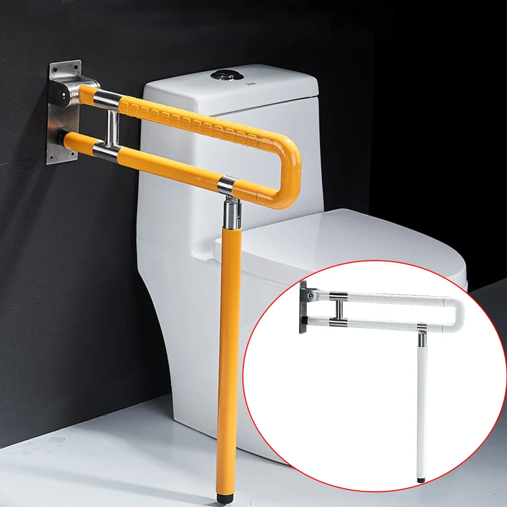 Folding Stainless Steel Toilet Safety Handrail Wall Mounted Luminous Bathroom Handrail