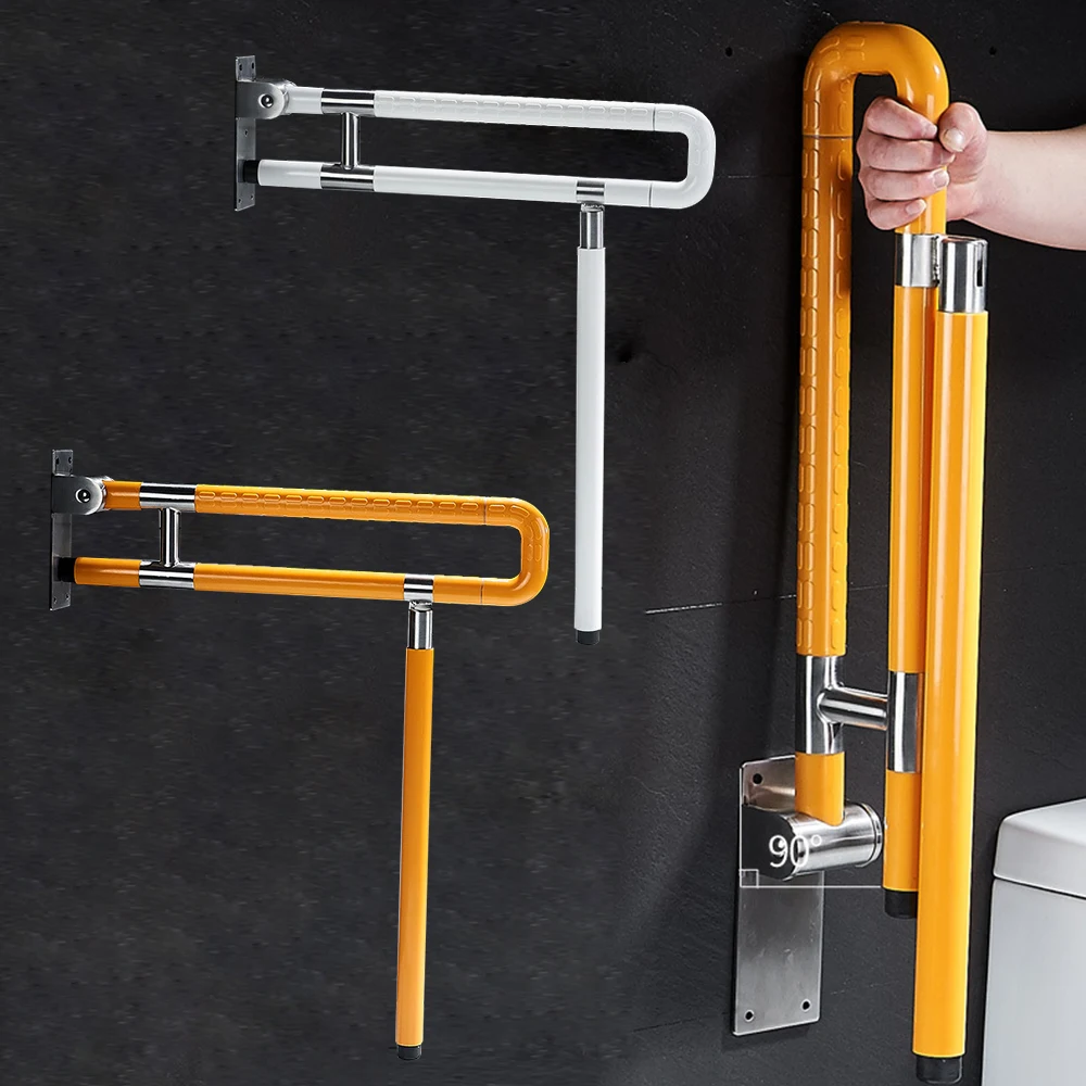 Folding Stainless Steel Toilet Safety Handrail Wall Mounted Luminous Bathroom Handrail
