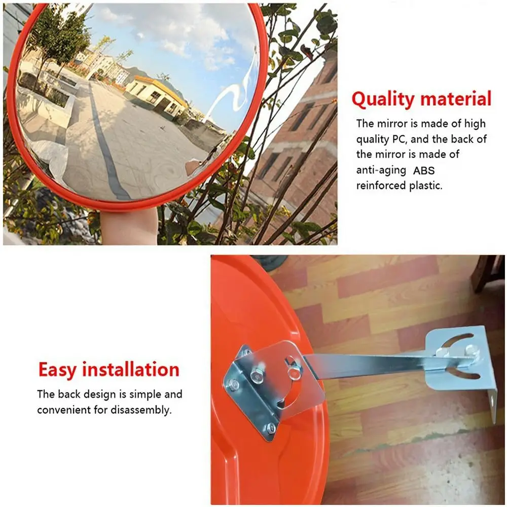 Convex Road Mirror,30/45/60cm Convex Mirror Unbreakable Road Traffic Safety Mirror,130 Degree Wide Angle Blind Spot Mirror