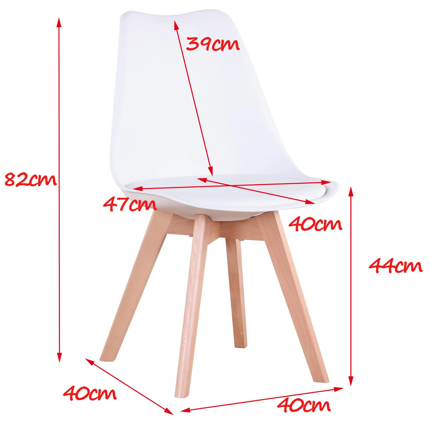 A Set of 6 Nordic Medieval Dining Chairs PU Padded Seat Beech Wood Legs Desk Chairs for Dining Room Bedroom Balcony Restaurant