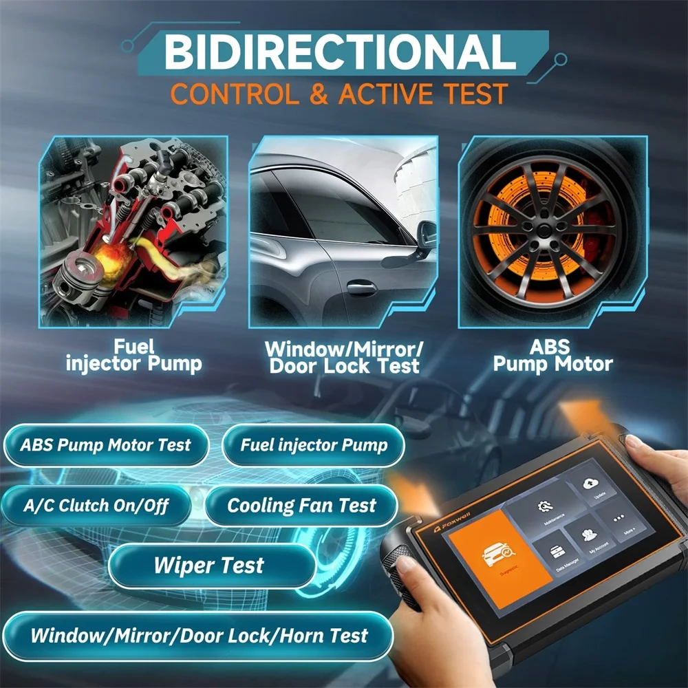 FOXWELL NT809 OBD2 Automotive Scanner Bi-directional Test EPB DPF 30+ Reset All System Car Diagnostic Scan Tool OBD2 Scanner
