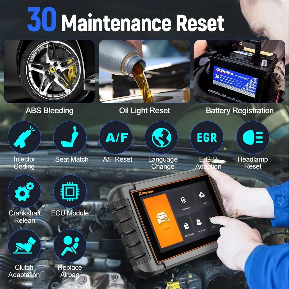FOXWELL NT809 OBD2 Automotive Scanner Bi-directional Test EPB DPF 30+ Reset All System Car Diagnostic Scan Tool OBD2 Scanner