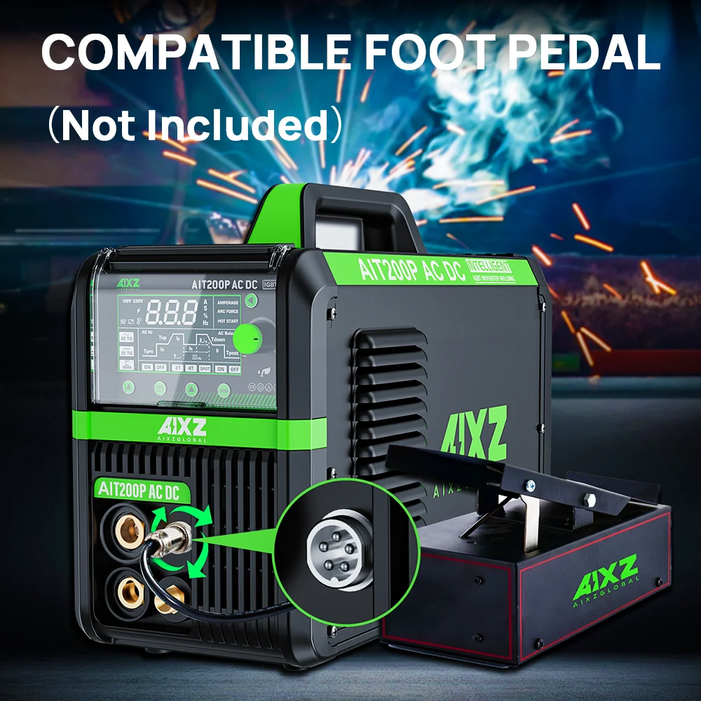 AIXZ 220V 200A 5 in 1 AC/DC TIG Aluminum Welding Machine ARC MMA/Pulse HF TIG Multi-process Welder 2T/4T Spot Hot Start Arc Force Anti-Stick VRD IGBT Inverter Welders AIT200P