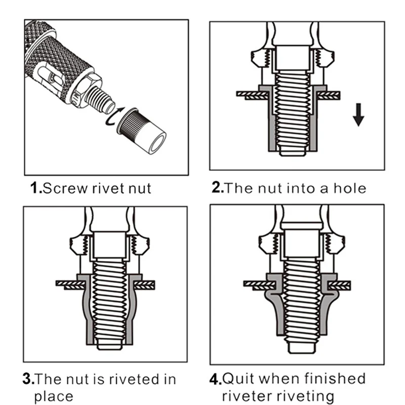 ALLSOME BT-605 Riveter Nut Guns Auto rivet tool 12" Riveter Nut tool Hand Insert Rivet Nut Tool Manual Mandrels M3 M4 M5 M6 M8