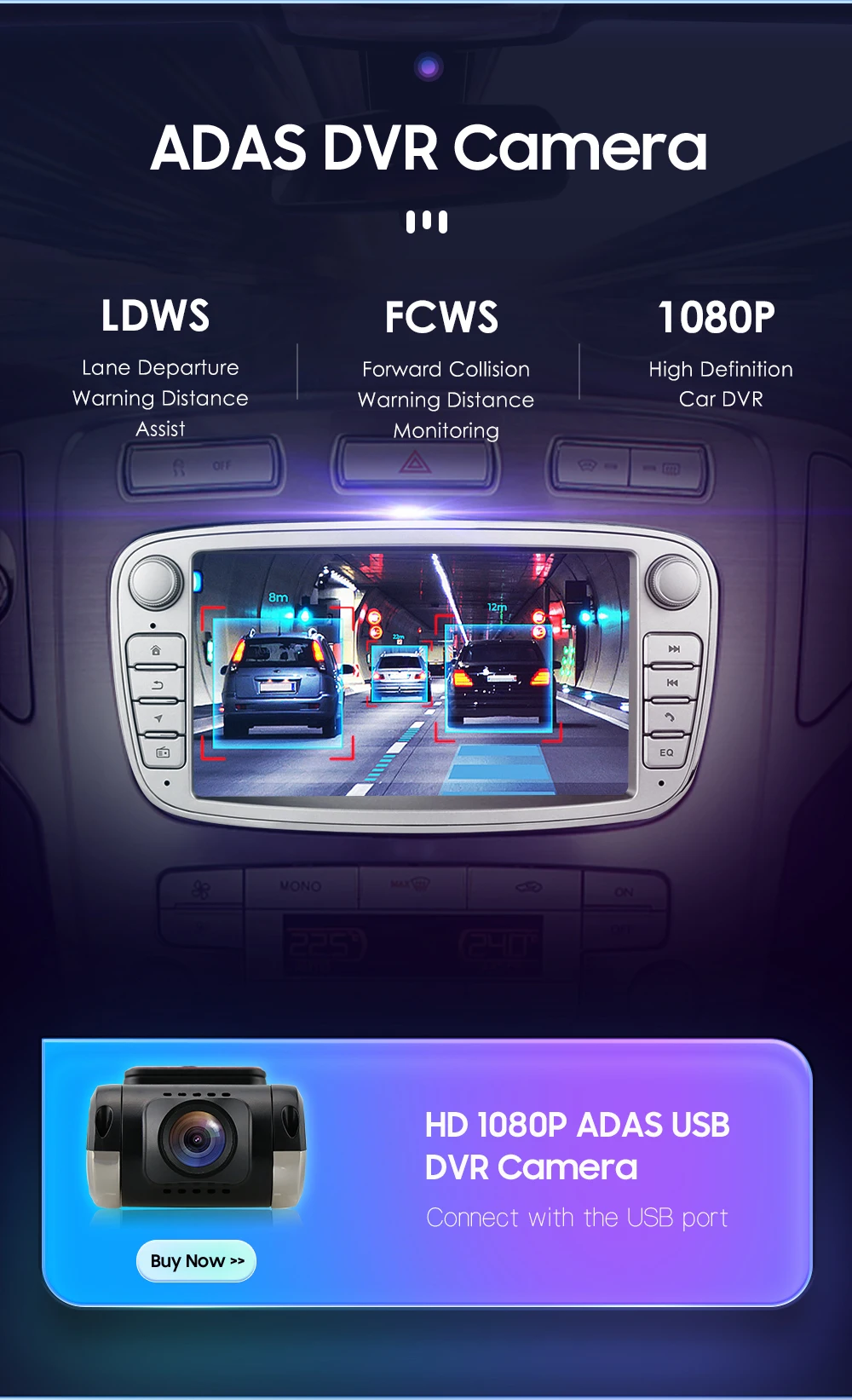 2 Din Carplay Android12 Car Radio For Ford/Focus/S-Max/Mondeo 9/GalaxyC-Max Car Multimedia Player Navigation GPS WiFi 7862