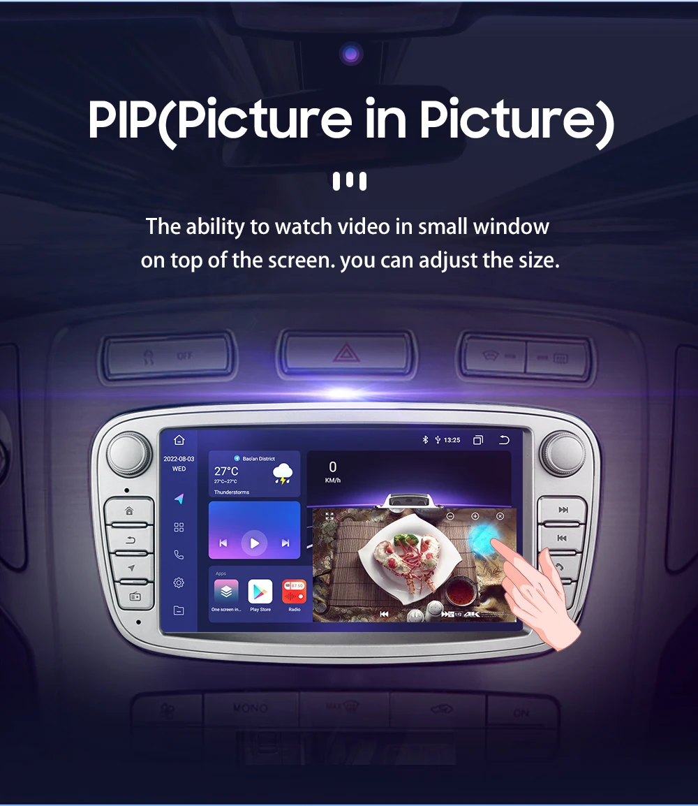2 Din Carplay Android12 Car Radio For Ford/Focus/S-Max/Mondeo 9/GalaxyC-Max Car Multimedia Player Navigation GPS WiFi 7862