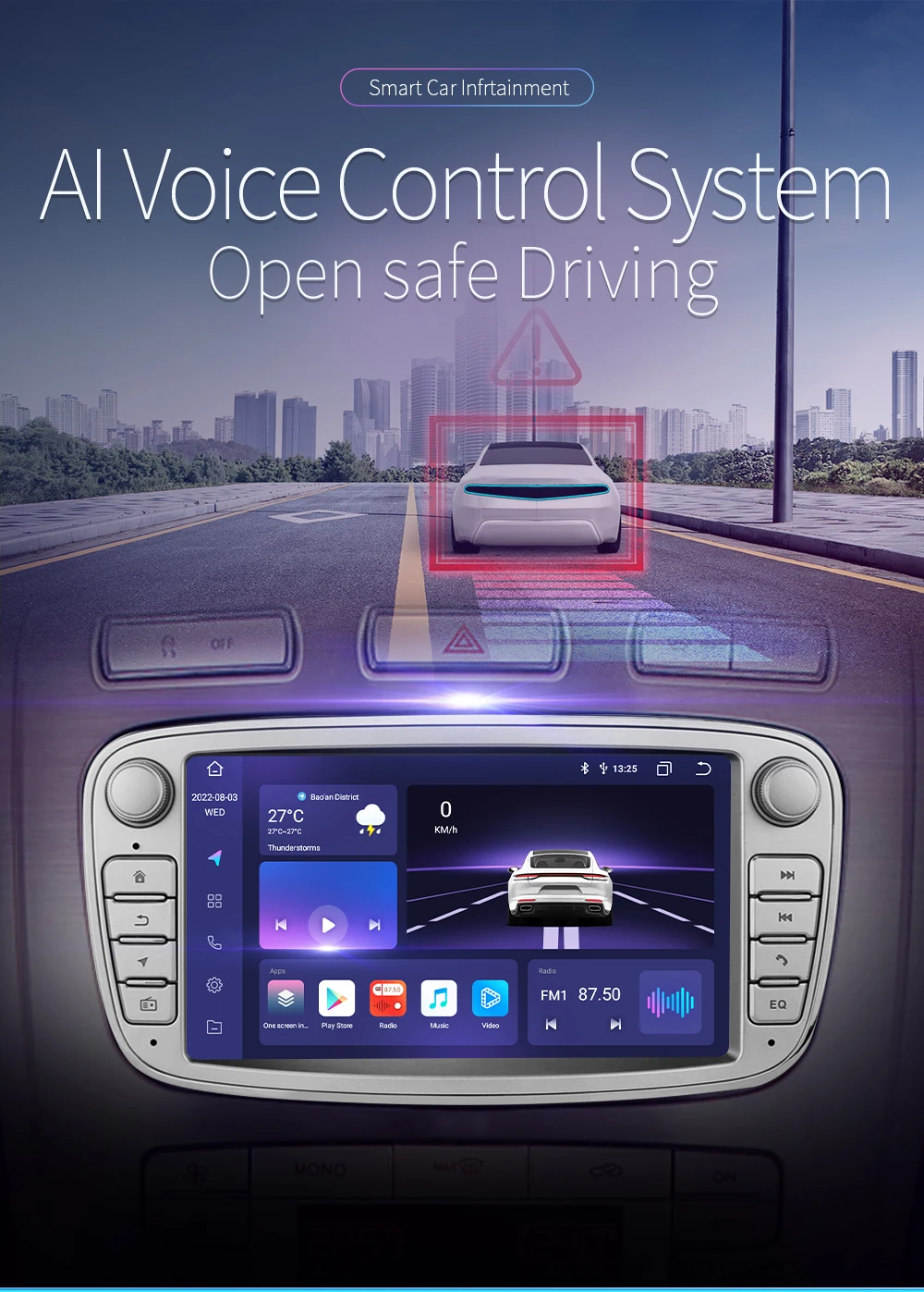 2 Din Carplay Android12 Car Radio For Ford/Focus/S-Max/Mondeo 9/GalaxyC-Max Car Multimedia Player Navigation GPS WiFi 7862