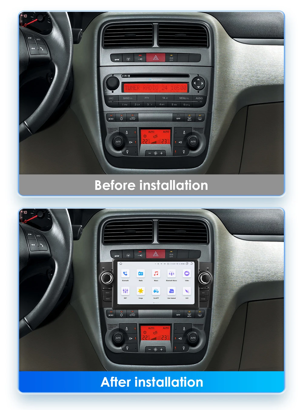 AI Voice CarPlay 2Din Android 12 Android Auto Radio For FIAT Grande Punto Linea 2007-2012 Car Multimedia GPS 4G autoradio NO DVD